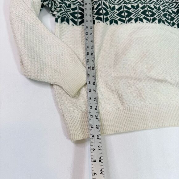 VTG Ash Creek Sweater Mens Medium Cream Green Fair Isle Crew Neck Nordic - Picture 2 of 7